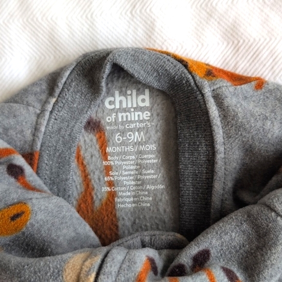 child of mine moose fleece zipper footie sleeper pajamas 6-9 months baby unisex - Picture 5 of 6